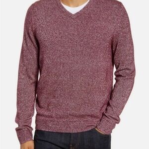 NORDSTROM MEN’S SHOP Melty Soft Cashmere & Silk V-Neck Sweater in Burgundy SZ S